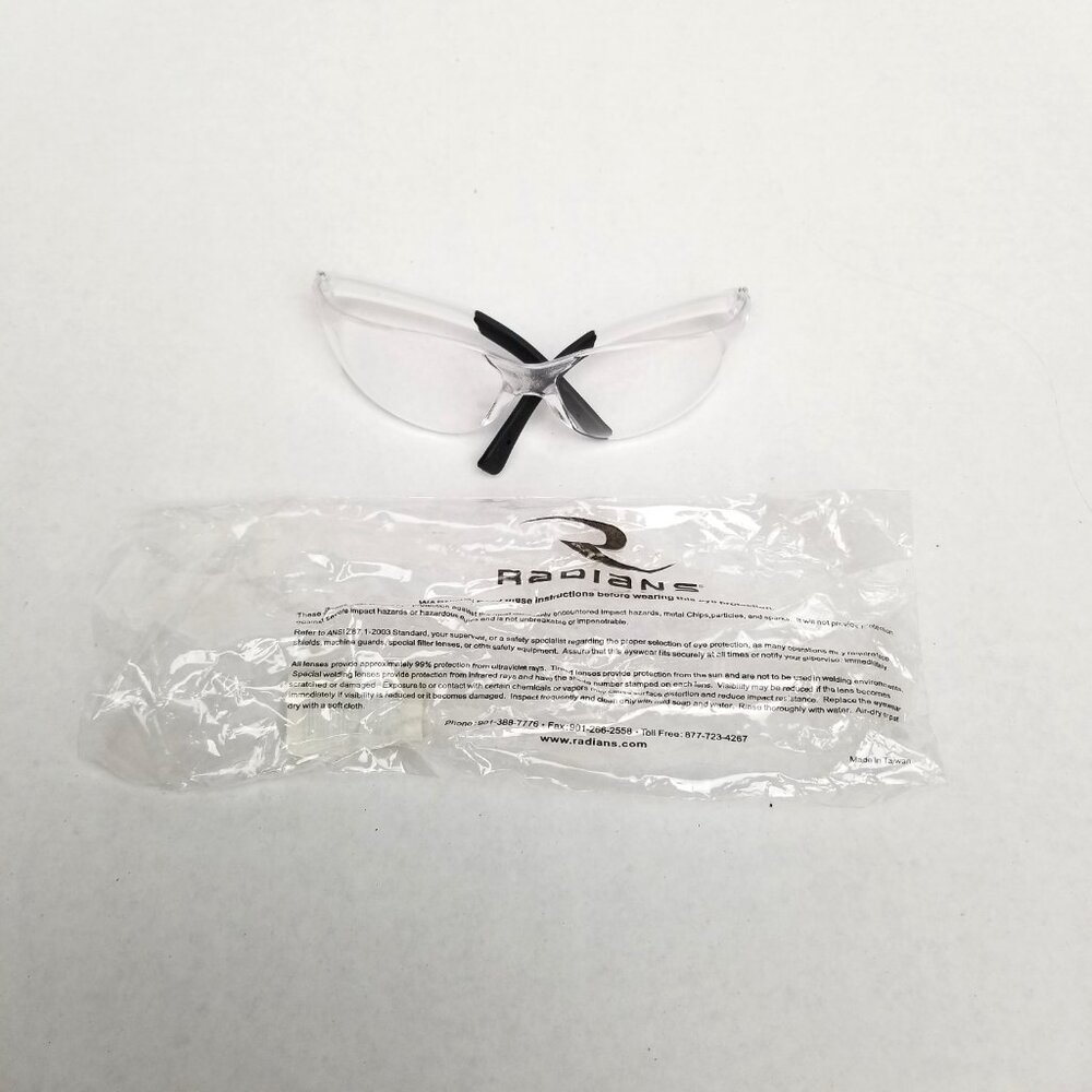 Radians Safety Glasses Clear Lens ANSI Z87 Impact Resistant Protective Eyewear